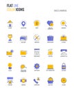 Flat line multicolor icons design-Basic and Universal Royalty Free Stock Photo