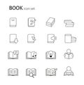 Set of flat linear simple book icons. Group of pictograms for reading, studying, information, education concept. Vector line Royalty Free Stock Photo