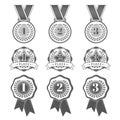 Set with flat medal icons for first, second and third places Royalty Free Stock Photo