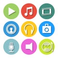 Set of Flat Media Icons. Vector Royalty Free Stock Photo