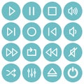 Set of flat media player buttons