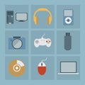 Set of flat multimedia icons