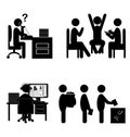 Set of flat office internal communications icons isolated on white