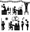 Set of flat office spring icons isolated on white Royalty Free Stock Photo