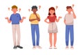 Set of flat people asking questions Vector illustration.