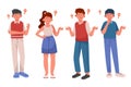 Set of flat people asking questions Vector illustration.