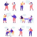 Set of flat people social network characters. Bundle cartoon people chat in forums and blogs