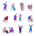 Set of flat people social network characters. Bundle cartoon people chat in forums and blogs