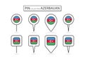 Set of flat pin Azerbaijan flag icon in diverse shapes flat pin icon