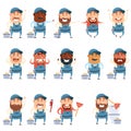 Set of flat plumber icons