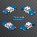 Set with flat police car icons with siren Royalty Free Stock Photo