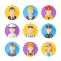 Set of flat portraits icons with people of different professions