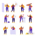 Set of Flat Professional Construction Workers Royalty Free Stock Photo