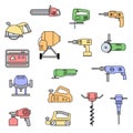 Set of flat repair tool icons.