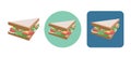 Set of flat sandwich icons in isometric style.