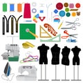 Set of flat sewing elements Royalty Free Stock Photo