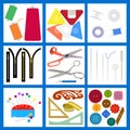 Set of flat sewing elements Royalty Free Stock Photo