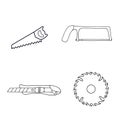 Set of 4 flat and simple icons of tools drawing with black lines on white background. Vector cutting tools. Element for Royalty Free Stock Photo