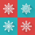 Set of flat simple winter snowflakes . Vector illustration.