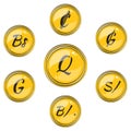 Set with Flat South American Currency Symbols Royalty Free Stock Photo
