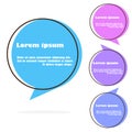 Set of flat speech bubble shaped banners, price tags, stickers, badges. Vector illustration