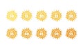 Set of flat SPF sun protection labels or stickers isolated on white background. Icons for sunscreen or tan products