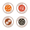 Set of flat spices stamp labels. 100 organic. collection Royalty Free Stock Photo