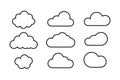 Set of flat stroke clouds. Weather isolated symbols. Collection summer clouds in trendy flat design
