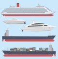 Set of flat style ships