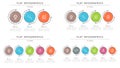 Set of flat style 3-6 steps timeline infographic templates. Royalty Free Stock Photo