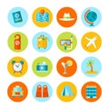 Set of flat travel and tourism icons.