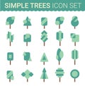 Set of flat tree icon. Vector illustration