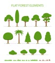 Set of flat trees icon.