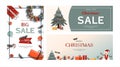 Set of flat vector banners Big Christmas sale. Cartoon Christmas template with festive decorations and food. New Year s Royalty Free Stock Photo