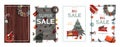 Set of flat vector banners Big Christmas sale. Cartoon Christmas template with festive decorations and food. New Year s Royalty Free Stock Photo