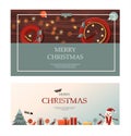 Set of flat vector banners Big Christmas sale. Cartoon Christmas template with festive decorations and food. New Year s Royalty Free Stock Photo