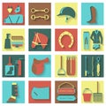 Set of horse equipment icons