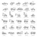 Construction vehicles. Industrial transport vector icons Royalty Free Stock Photo