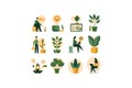 Set of Flat Vector Illustrations of People and Plants. Vector illustration design Royalty Free Stock Photo