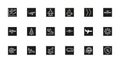 Set of flat vector line icons. It contains symbols for airplanes, globes, flights, transportation and more. on a white Royalty Free Stock Photo