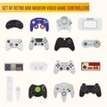 Set of flat vector video game controllers Royalty Free Stock Photo