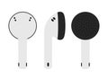 Set of Flat Vector Wireless Earbud Icons in Front, Side, and Back Views. Royalty Free Stock Photo