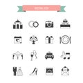 Set of flat wedding icons