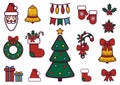 Set of Flat winter icons. Holiday Signs and Symbols. New year and christmas theme Royalty Free Stock Photo