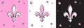 Set Fleur De Lys icon isolated on pink and white, black background. Vector