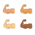 Set of flexed biceps colored icons