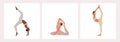 Set of flexible people practicing yoga cartoon character illustration