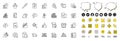 Set of Floor plan, Lightning bolt and Warning message line icons for web app. Pictogram icon Vector