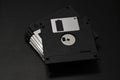Set of floppy disks in 3.5 inch format with 1.44 MB capacity as commonly used in the late 80s early 90s as storage Royalty Free Stock Photo