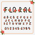 Set of floral alphabet Uppercase font flat design